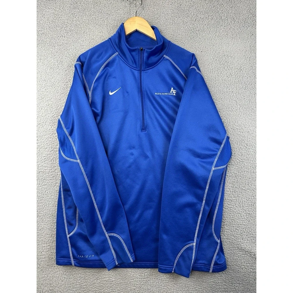 Air Force Academy Blue Silver Club Sweater Mens 2XL Blue Nike Therma Fit 1/4 Zip